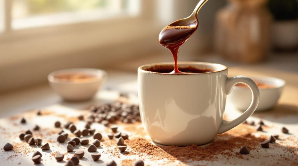 découvrez notre moelleux au chocolat minute, une recette délicieuse et rapide à préparer à la cuillère, sans aucun besoin de vaisselle ! parfait pour satisfaire vos envies de chocolat en un rien de temps.