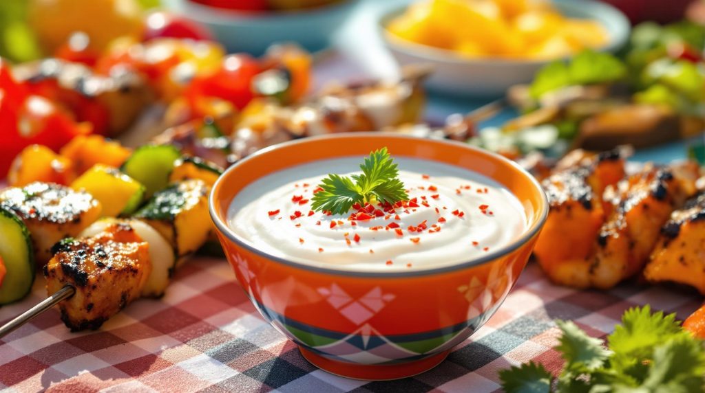 découvrez notre délicieuse sauce au yaourt pimenté qui sublimera vos barbecues d'été ! parfaite en accompagnement de brochettes savoureuses ou idéale comme dip, cette recette incontournable apportera une touche épicée et crémeuse à vos repas en plein air.