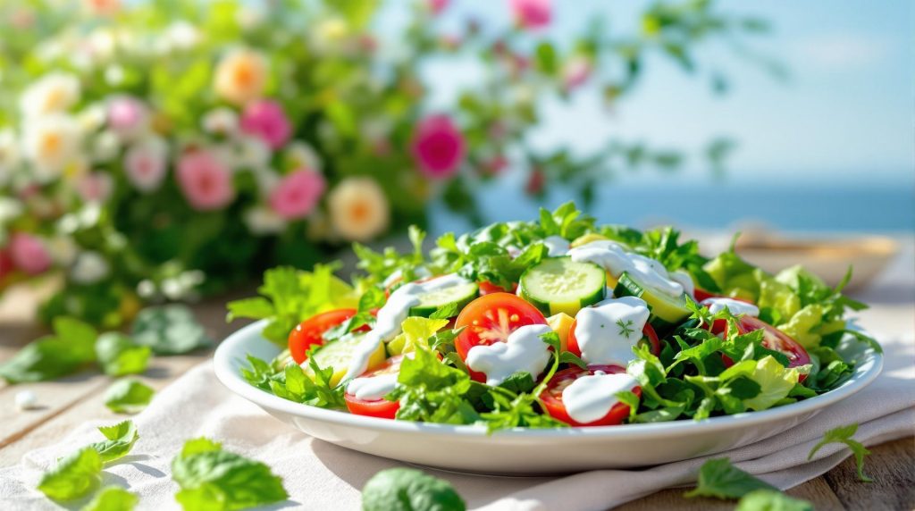 découvrez une vinaigrette légère au yaourt qui rehausse toutes vos salades d'été tout en offrant une alternative saine à la mayonnaise. laissez-vous séduire par sa fraîcheur et son goût irrésistible.