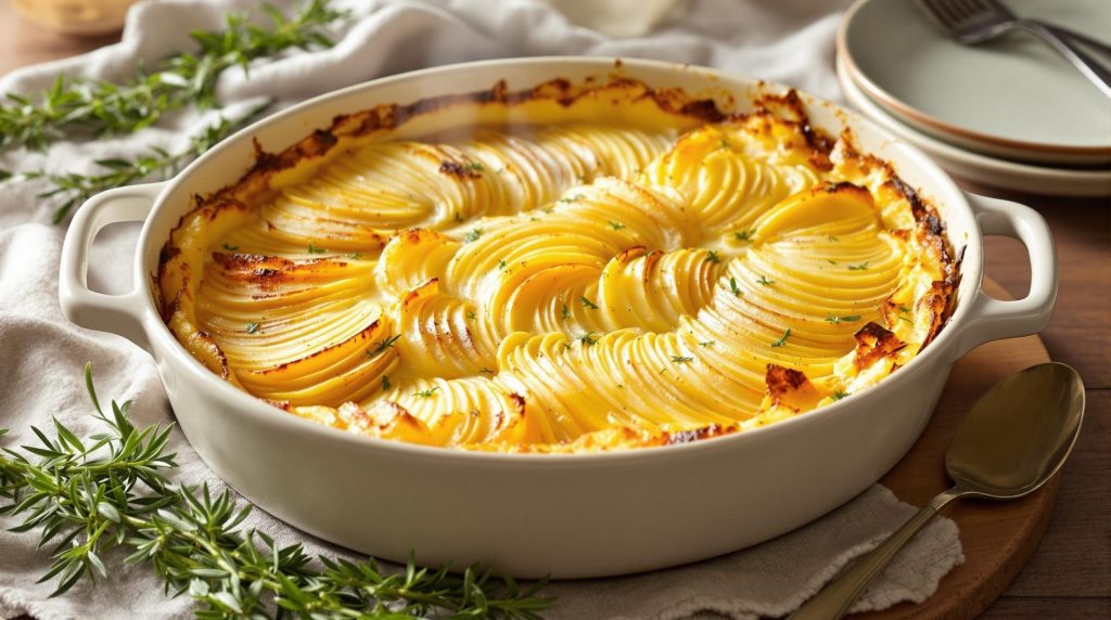 découvrez notre gratin dauphinois allégé, préparé avec de la crème végétale et relevé d'une touche de muscade. un plat fondant et savoureux, idéal pour allier gourmandise et légèreté. parfait pour accompagner vos repas ou en plat principal.