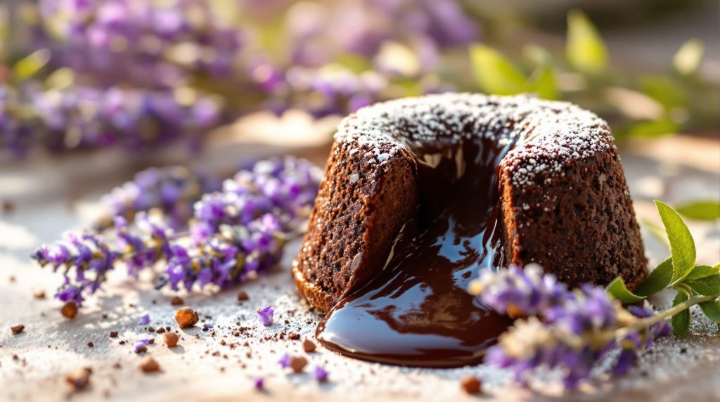 découvrez notre recette de moelleux au chocolat à la lavande : une alliance délicate entre le cacao intense et la douceur florale, parfaite pour sublimer vos moments précieux.