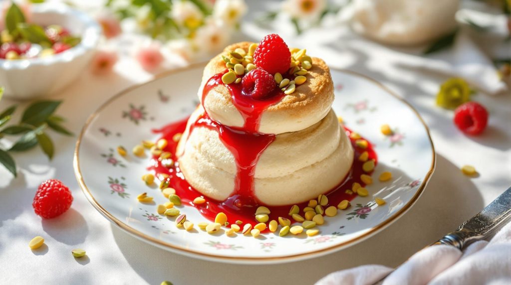 découvrez notre moelleux au chocolat blanc, délicatement relevé de framboises juteuses et parsemé d'éclats de pistache croquants. un dessert élégant qui allie textures et saveurs pour un moment de douceur inoubliable.