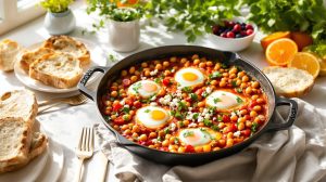 découvrez une recette gourmande de pois chiches façon shakshuka, mijotés avec des œufs pochés. parfaite pour un brunch convivial, cette version colorée et savoureuse apportera une touche d’originalité à votre table !