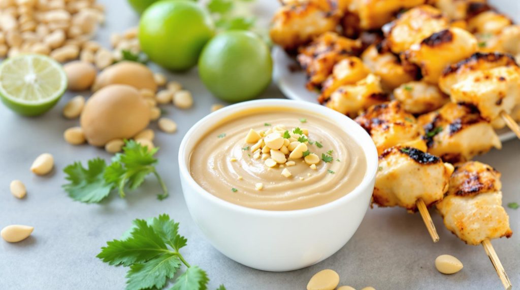 découvrez comment préparer une délicieuse sauce à la crème de cacahuète et citron vert, parfaite pour accompagner vos satays de poulet maison. une recette onctueuse et pleine de saveurs exotiques pour sublimer vos grillades.
