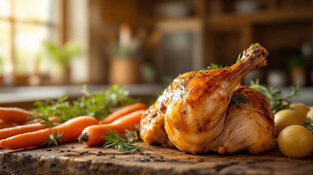 découvrez une recette facile de cuisse de poulet moelleuse au roaster, parfaite pour un repas savoureux et rapide. astuces de cuisson et saveur irrésistible garanties !