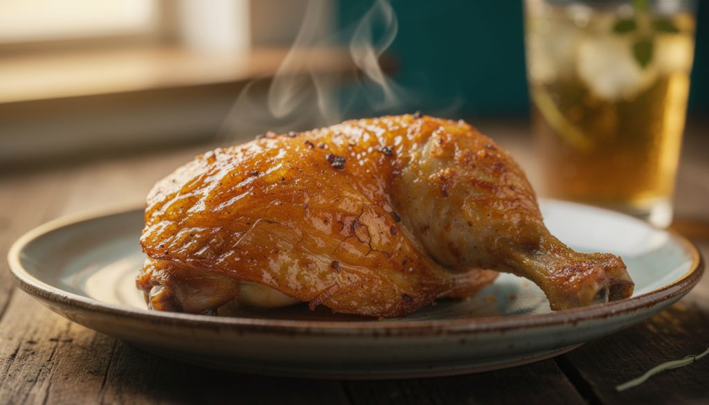 découvrez notre recette facile et rapide de cuisse de poulet croustillante au roaster, un délice prêt en seulement 45 minutes pour régaler toute la famille.