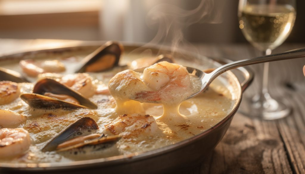 savourez un délice de fruits de mer en cassolette, une recette onctueuse et rapide à préparer en seulement 25 minutes. parfaite pour un repas gourmand et facile.