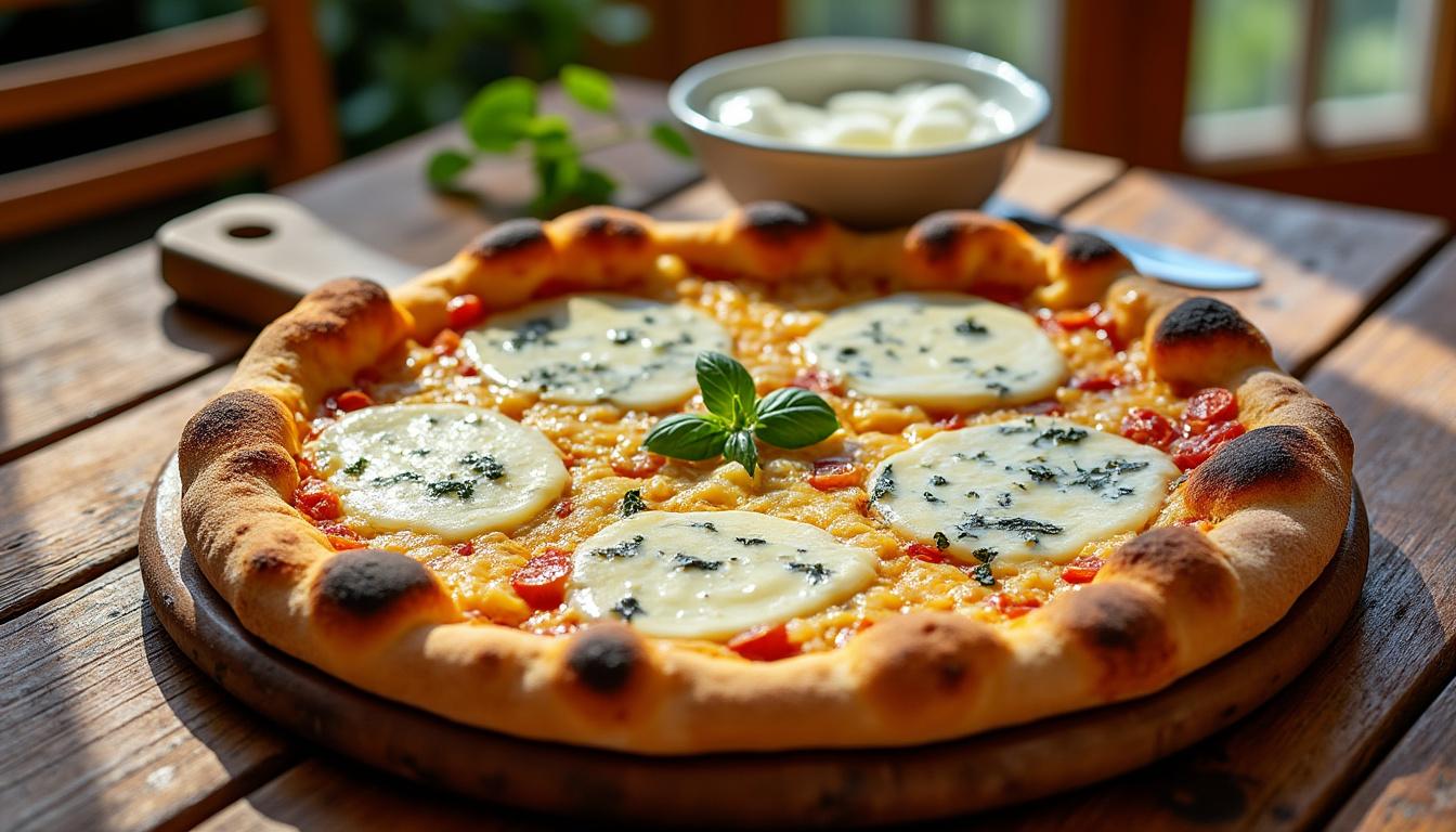 découvrez la recette authentique de la pizza 4 fromages à la base crème, un délice gourmand à savourer à tout moment. facile à réaliser, elle ravira les amateurs de saveurs fromagères.
