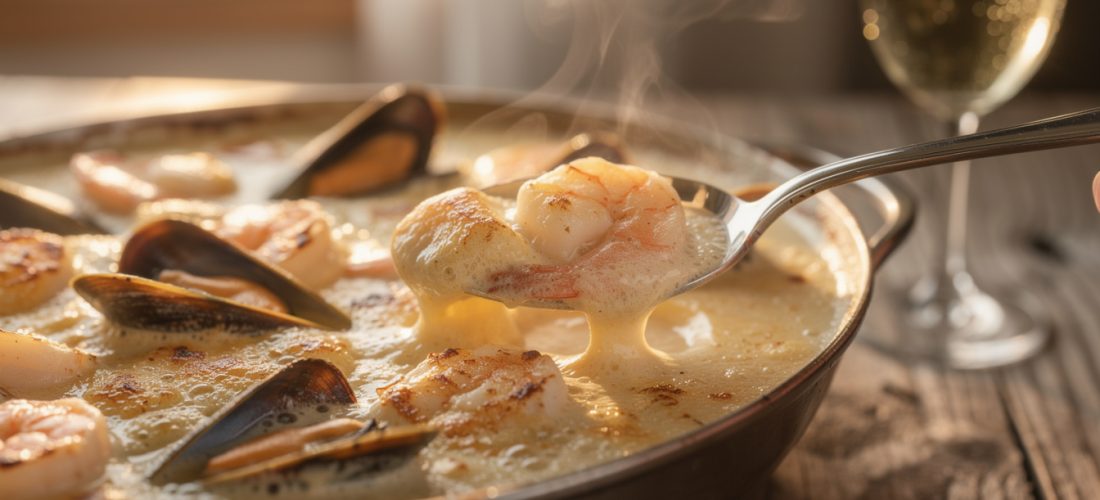 savourez un délice de fruits de mer en cassolette, une recette onctueuse et rapide à préparer en seulement 25 minutes. parfaite pour un repas gourmand et facile.